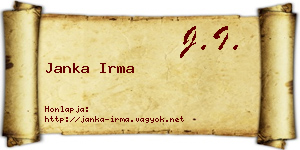 Janka Irma névjegykártya
